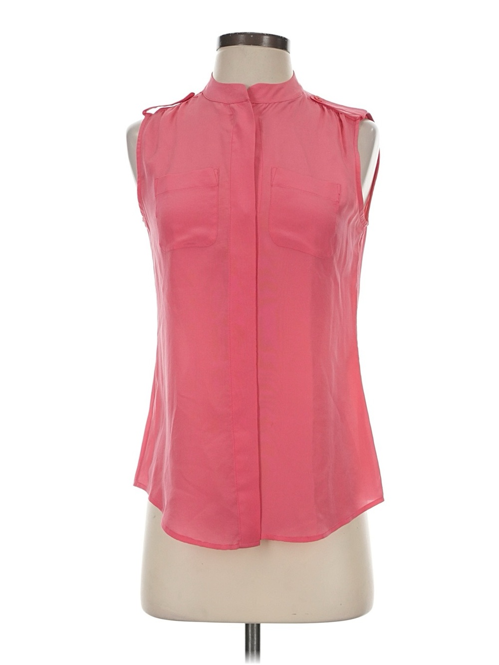 NWT Banana Republic Coral Silk Sleeveless Button Up Blouse   Sz 00P